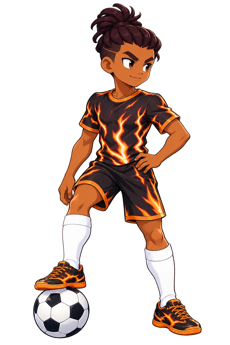 JOJO com seu uniforme cosmético de futebol.