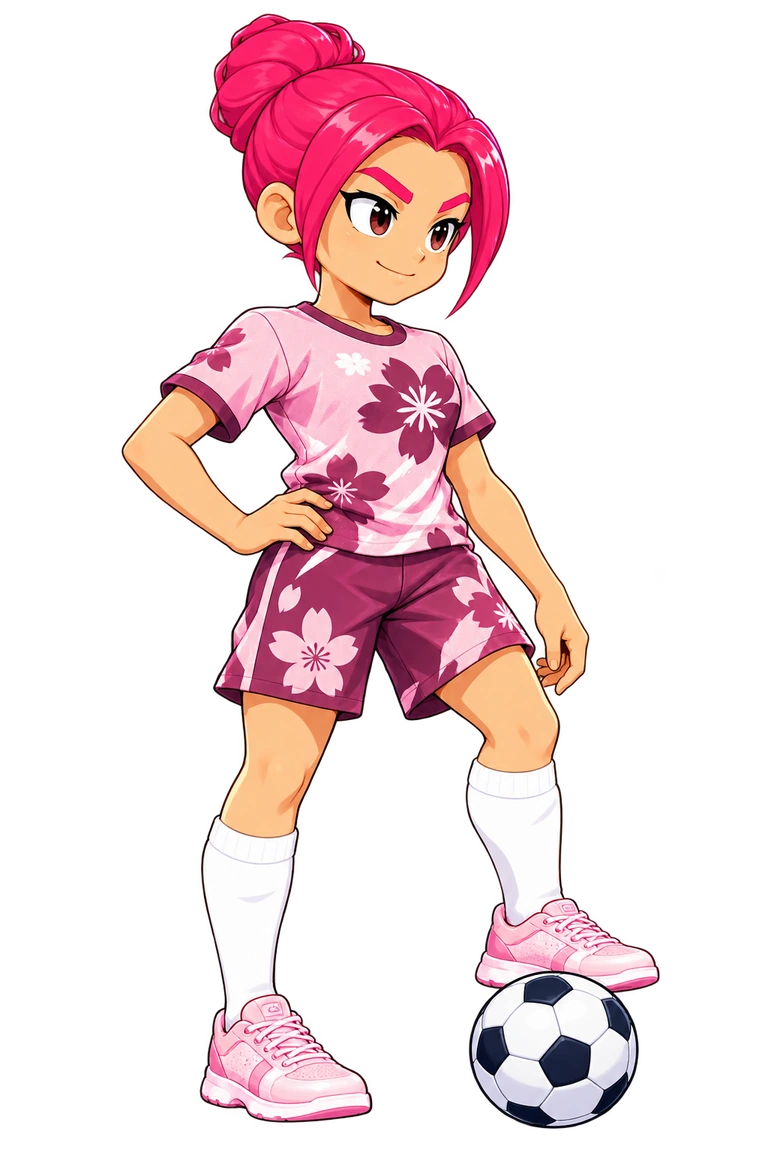 ROSA com seu uniforme cosmético de futebol.